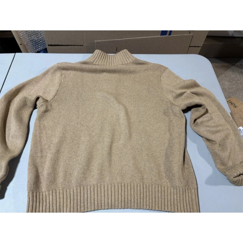 Polo Ralph Lauren Classic Quarter Zip Knit‎ Sweater Mens L Beige - 1/4 Pullover